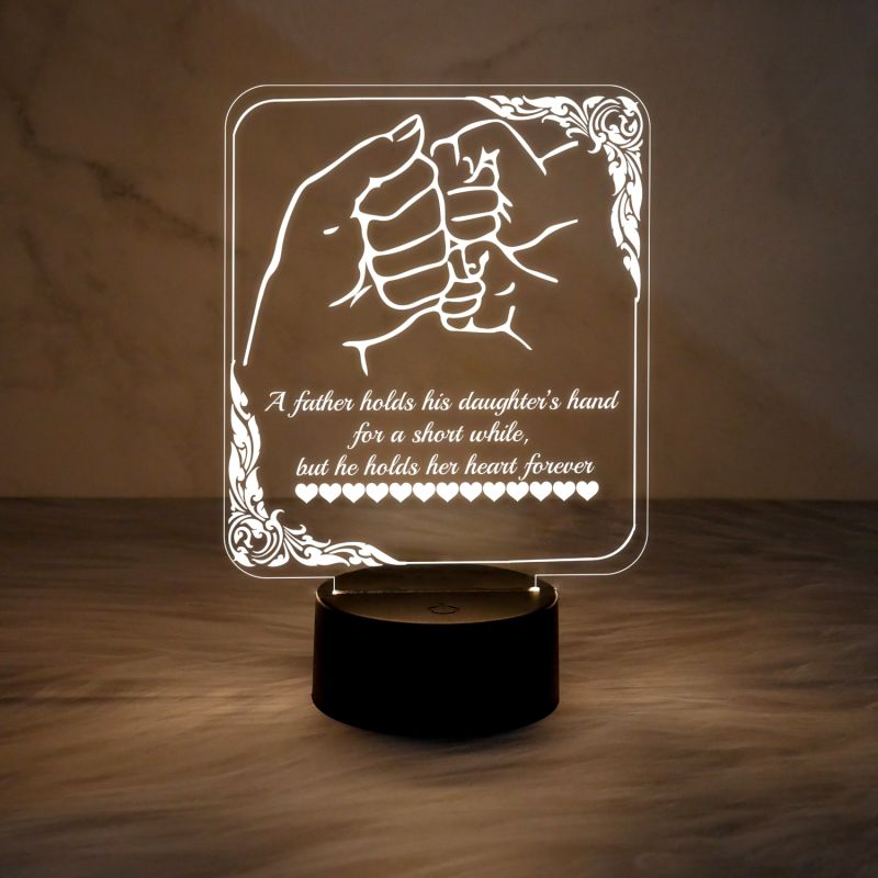 Engraved Quote Night Lamp with Warm White Light & On/Off Touch Button | Gift for Father from Daughter | Bedside Desk Table Lamp